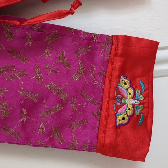 18M Mimi & Maggie Pink Red Gold Pants Shiny Dragonfly Drawstring Bottoms - Picture 4 of 12